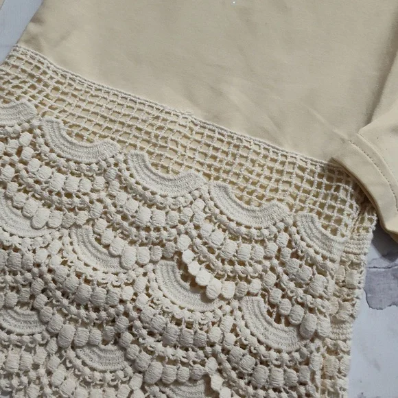 Ceeam Dress With Crochet Lace Ruffles Rodeo Western Hippie Dress - Picture 3 of 4